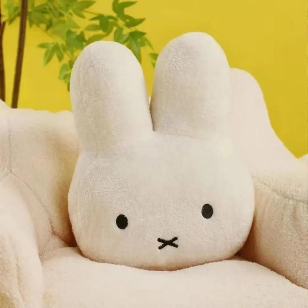 Miffy – poupée en peluche yeux noirs, jouet mignon, oreiller de lit Kawaii, doux et confortable, cou