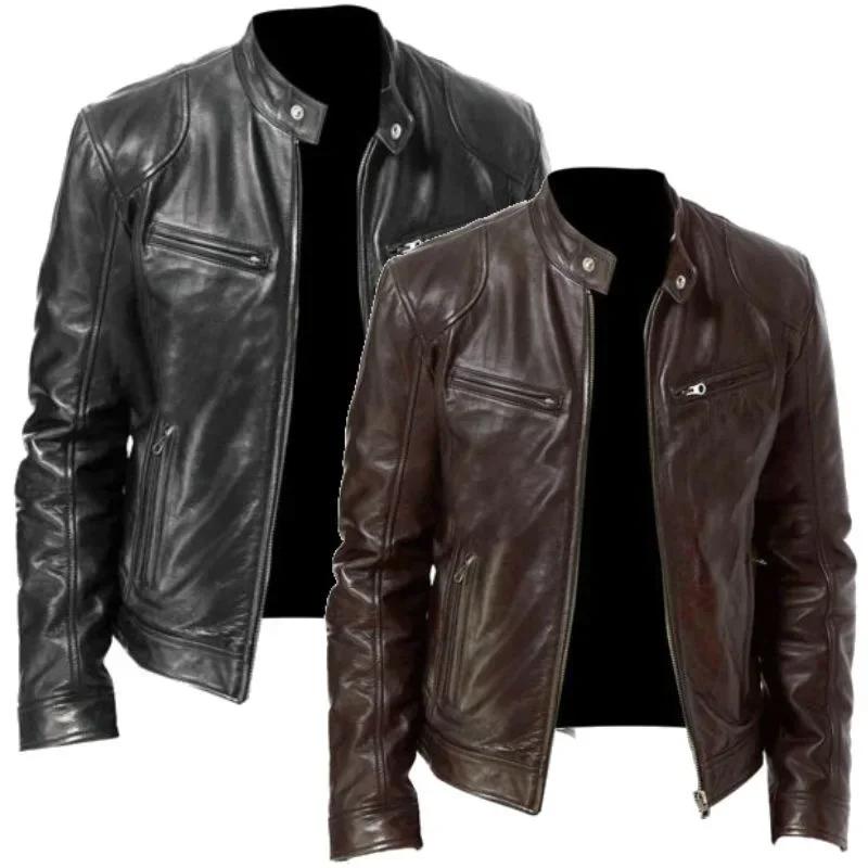2025 hiver nouvelle mode PU cuir hommes veste décontractée moto veste en cuir hommes veste en cuir