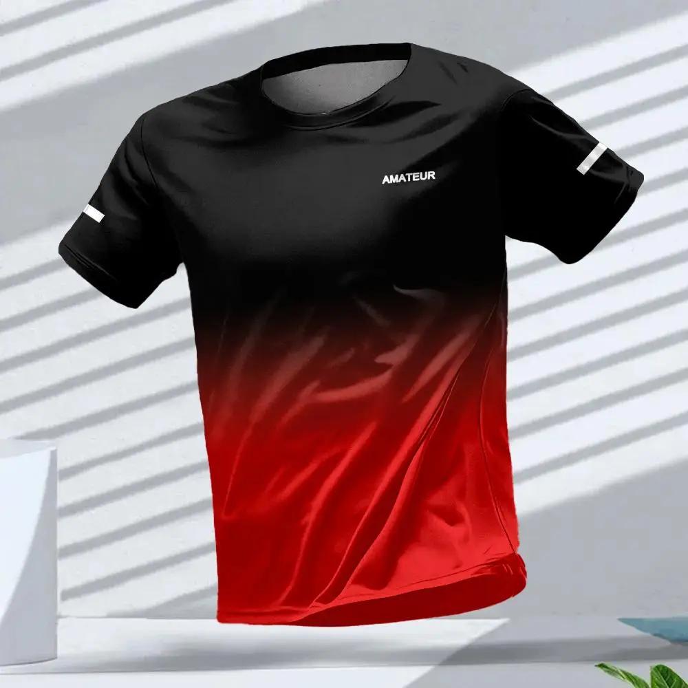 T-shirt pour hommes Sports de plein air T-shirts de course motif dégradé imprimé T-shirt confortable