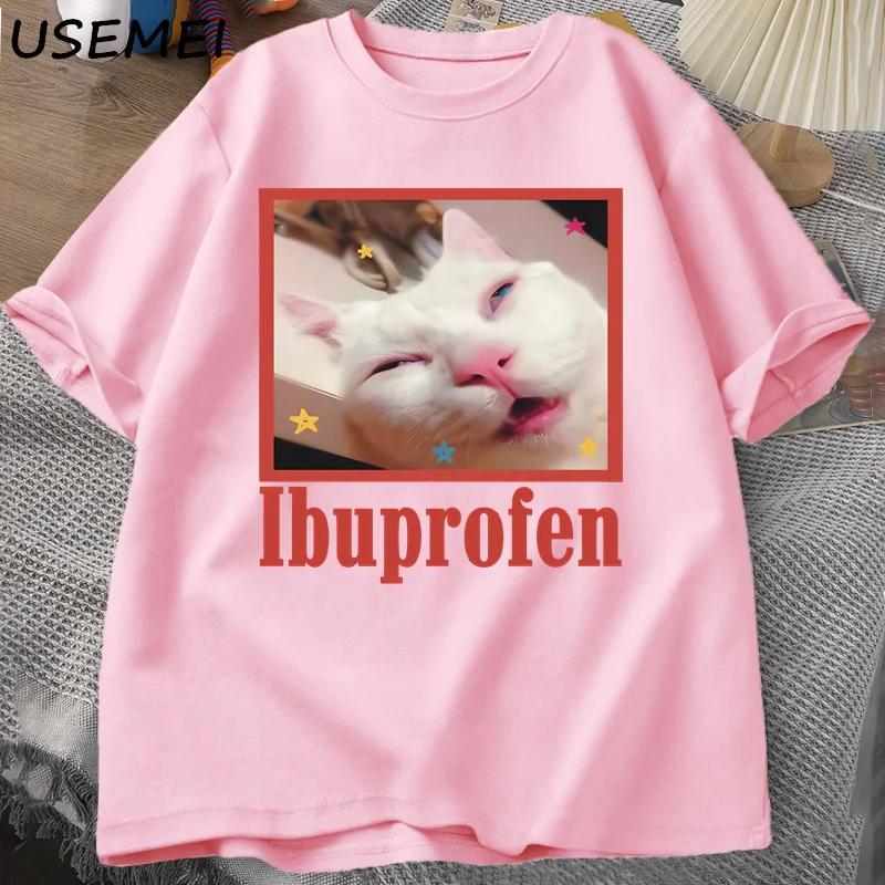 Ibuprofen chat Meme T-Shirt drôle chat graphique T-Shirt mignon chat amant coton T-Shirt décontracté