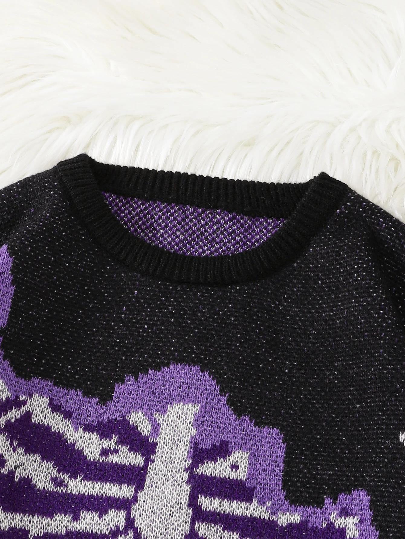 Nouveau populaire printemps et automne en forme d'os papillon Jacquard motif pull pull décontracté c