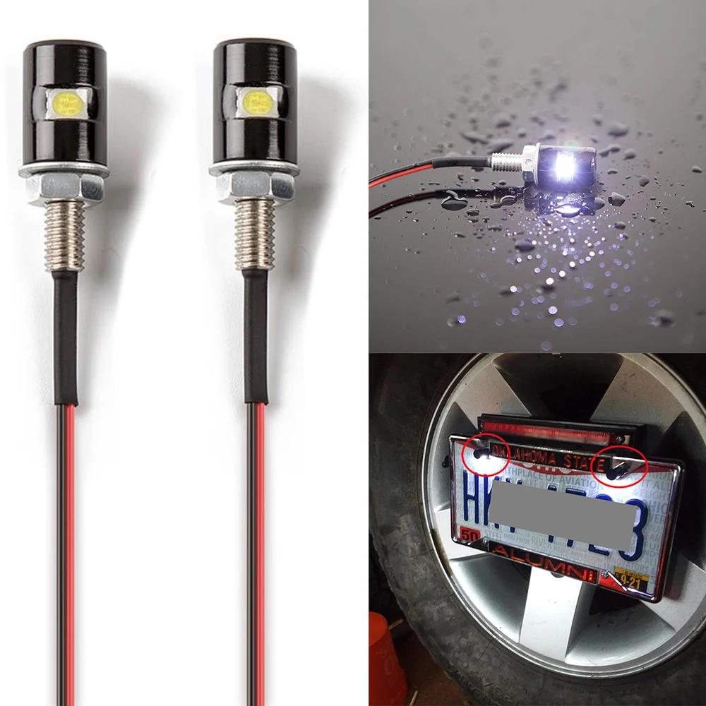 Plaque d'immatriculation universelle, étiquette, boulon à vis, ampoule LED blanche 12V, support de l