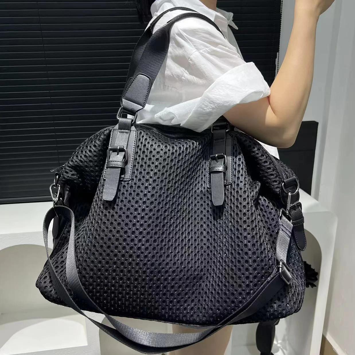 Grand sac de voyage en nylon imperméable pour femme, sac messager à bandoulière simple, loisirs, vac