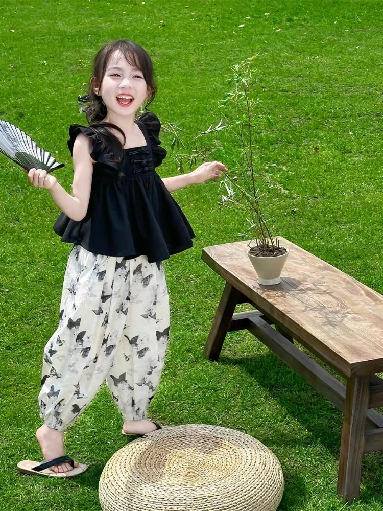 Ensembles de vêtements haut et bas pour enfants, vêtements coréens pour filles, tenues d'été pour en
