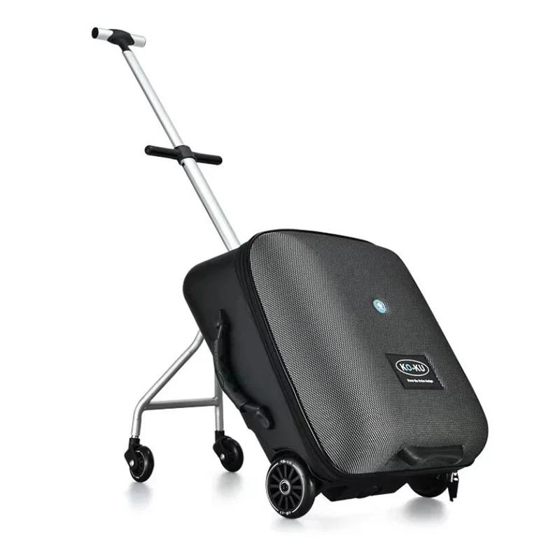 Formsio enfants Scooter valise paresseux continuer boîte à bagages roulante assis chariot sac pour b