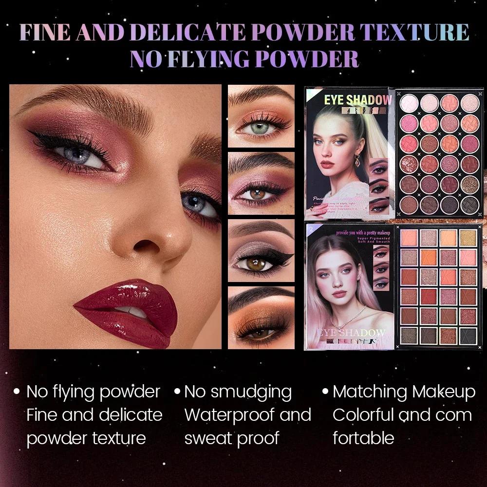 livre magique de maquillage, y compris ombre à paupières, brillant à lèvres, fard à joues en poudre,