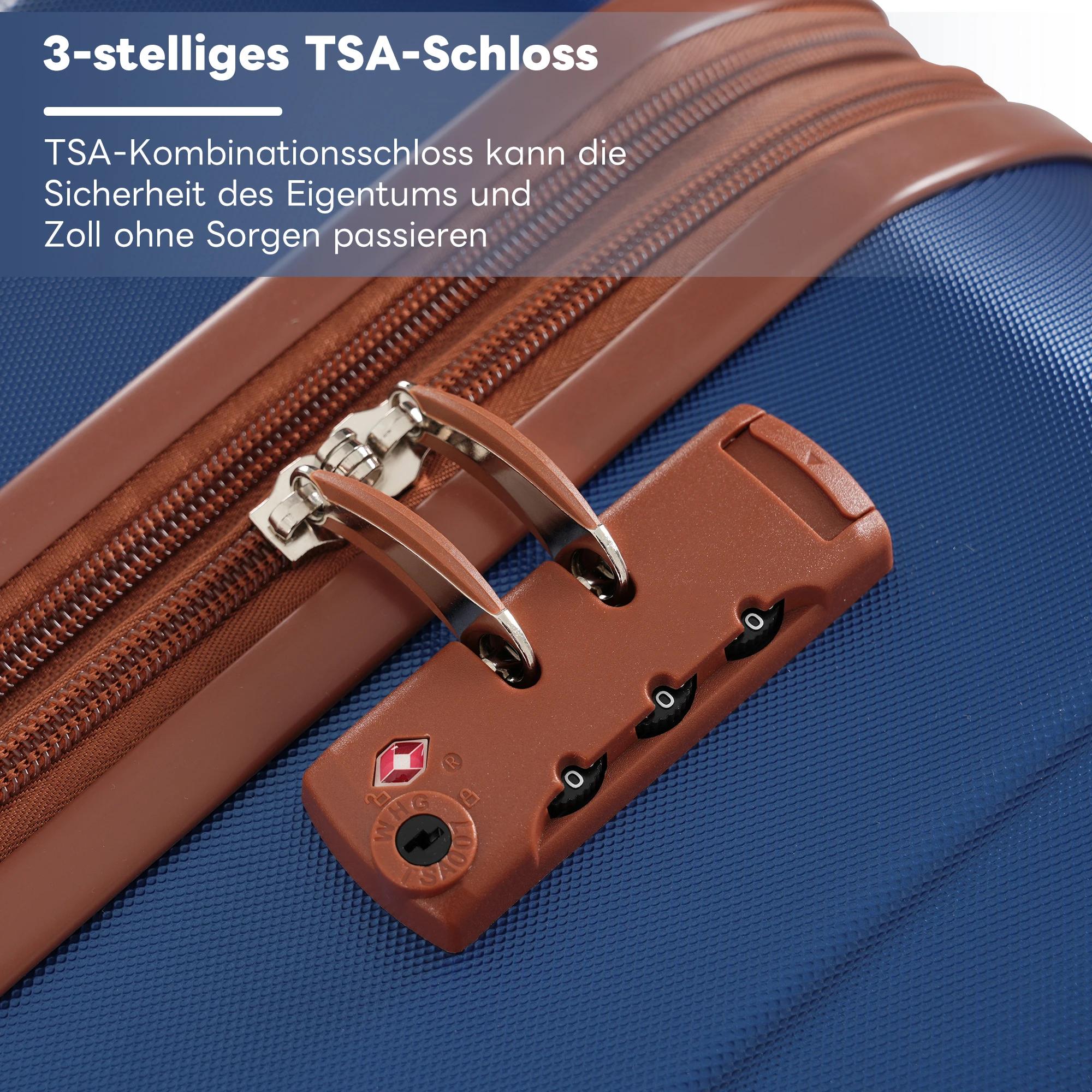 Anajqaqia Set de bagages, avec poignées télescopiques en métal, 360 °   Double roues, serrure TSA, e