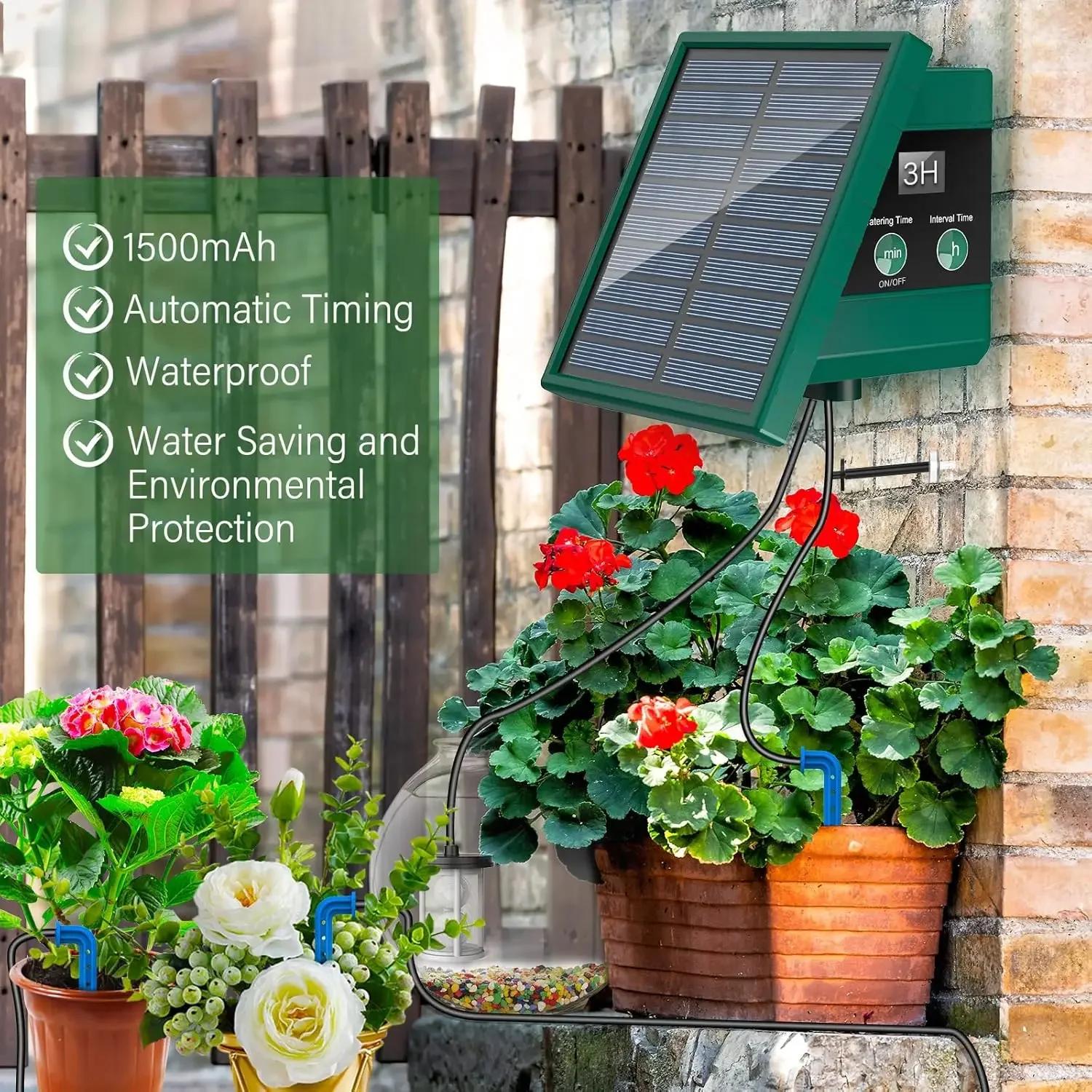 Système d'irrigation goutte-à-goutte solaire automatique, pour jardin, balcon, bricolage, tuyau d'ar