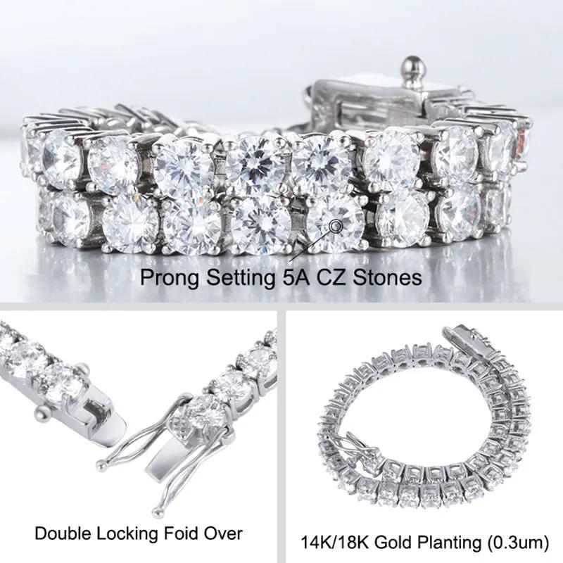 Hip-Hop 1 rangée Cz Tennis chaîne collier cubique Zircon glacé 3Mm 4Mm 5Mm 6Mm 18/K rappeur collier 