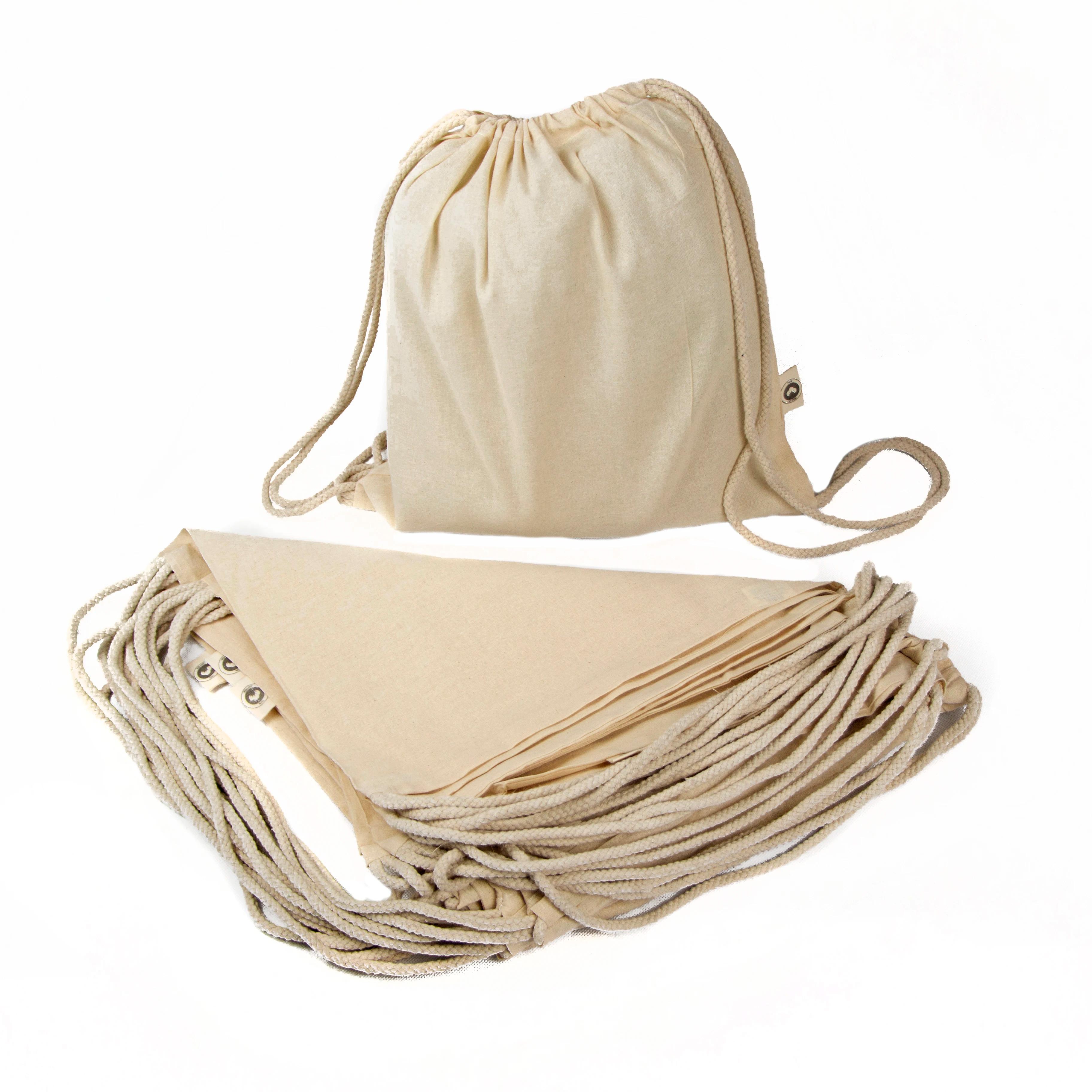 Sac à dos en coton naturel écologique avec fermeture à cordon, paquet de 50 sacs en tissu pour l'art