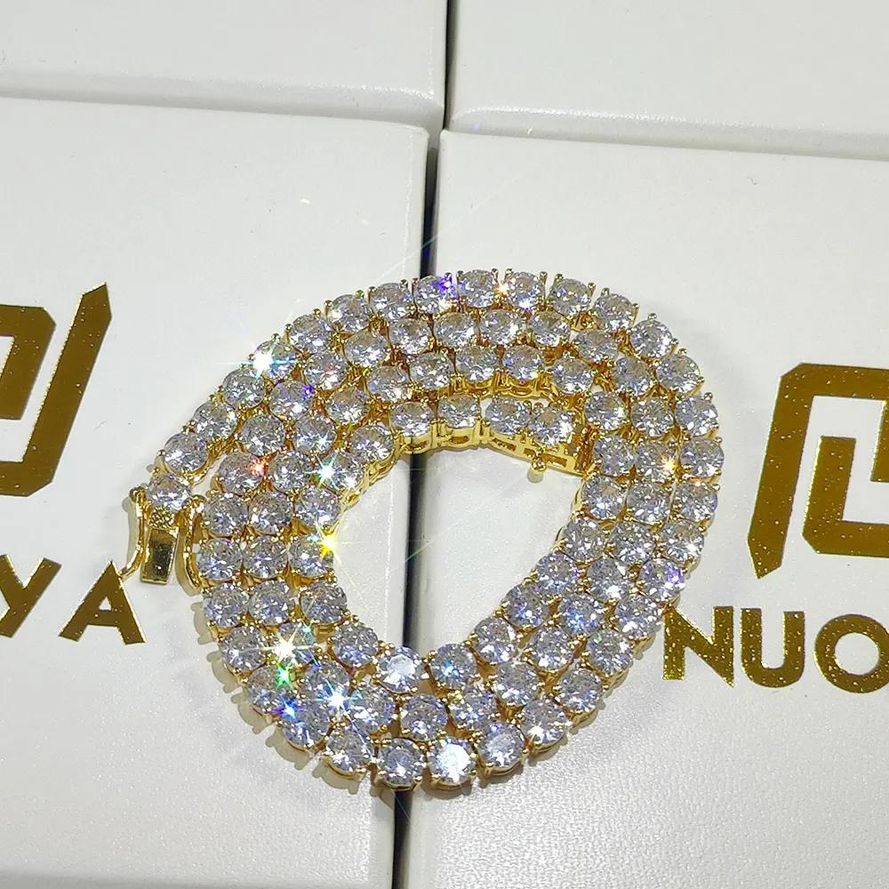 Hip-Hop 1 rangée Cz Tennis chaîne collier cubique Zircon glacé 3Mm 4Mm 5Mm 6Mm 18/K rappeur collier 