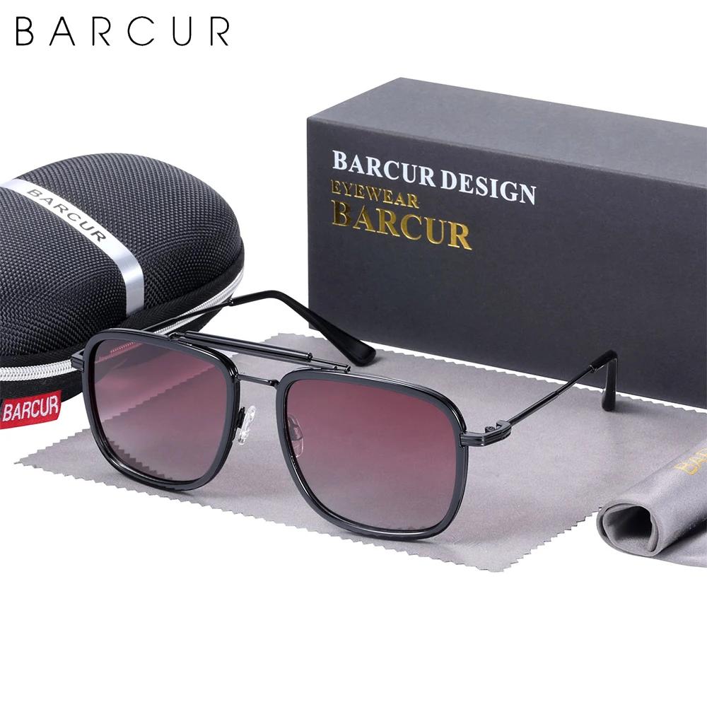BARCUR-Lunettes de soleil carrées de luxe pour hommes et femmes, verres dégradés, polarisées, access