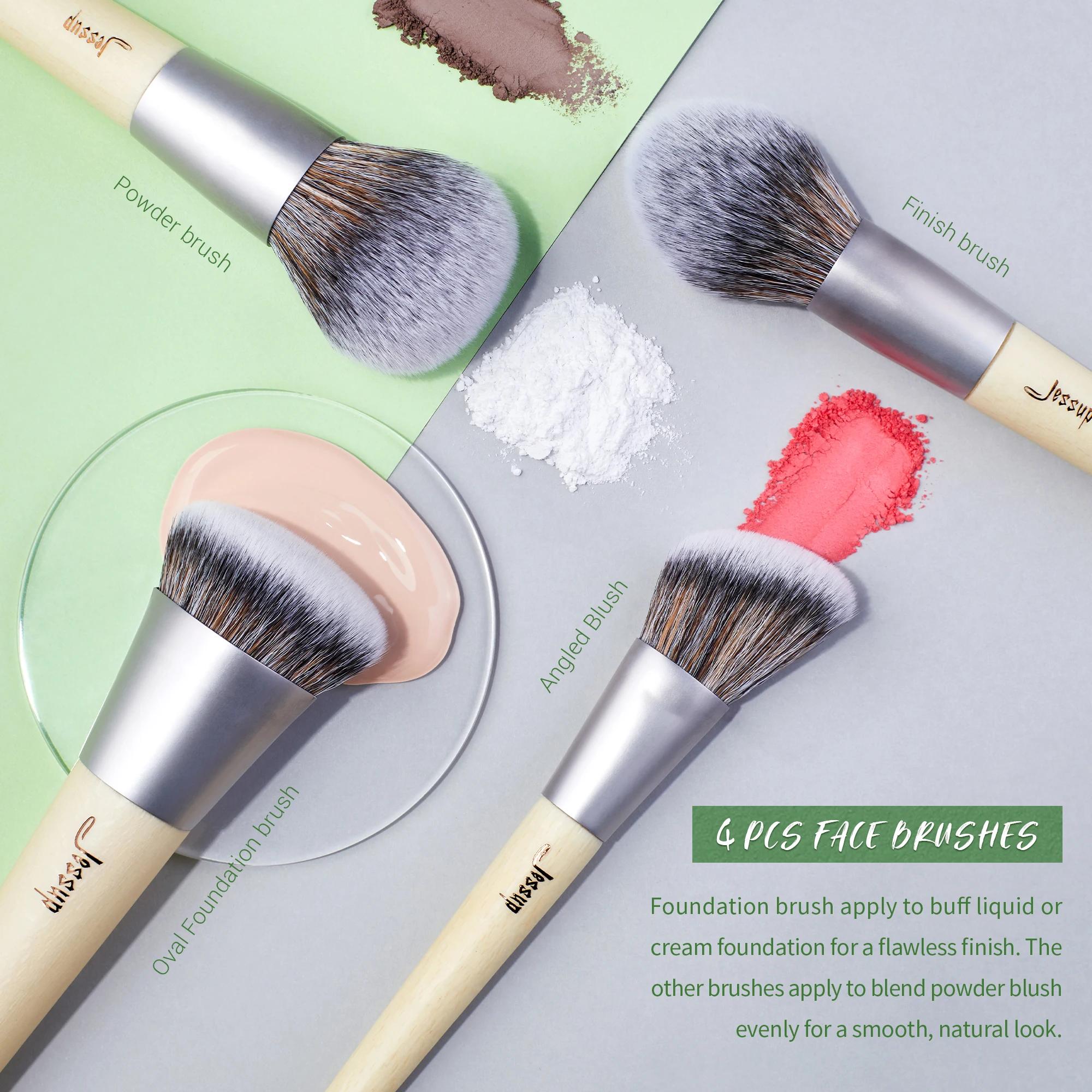 Jessup – ensemble de pinceaux de maquillage synthétiques Premium, poudre de fond de teint, correcteu