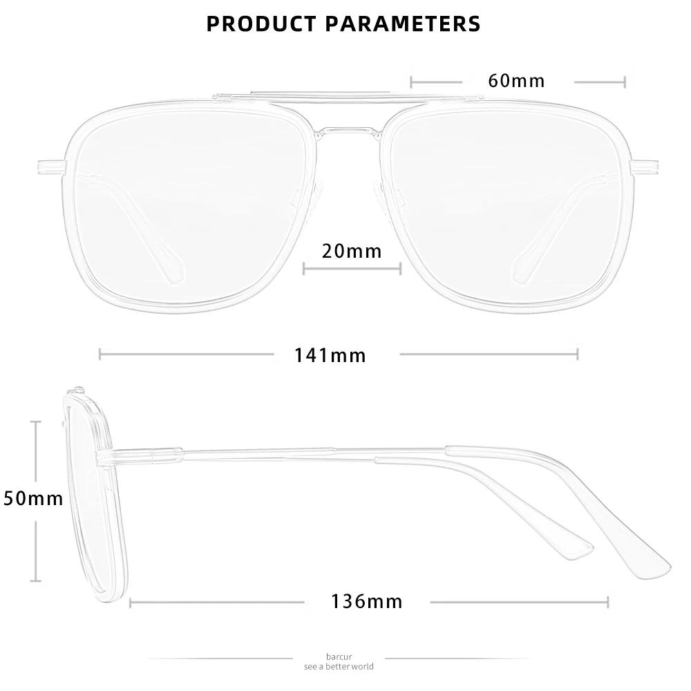 BARCUR-Lunettes de soleil carrées de luxe pour hommes et femmes, verres dégradés, polarisées, access