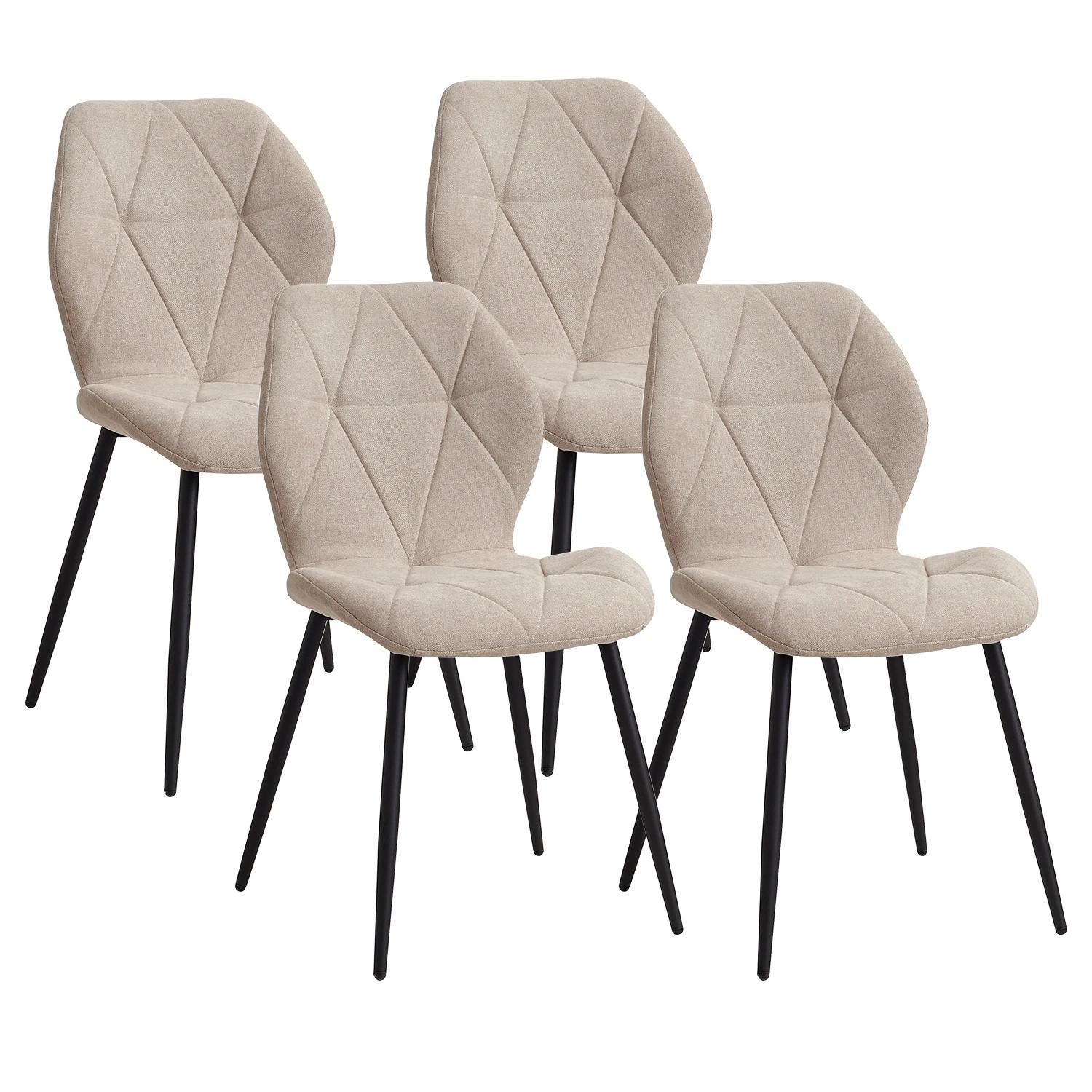 EGOONM – ensemble de 2/4/6 chaises de salle à manger rembourrées en tissu de lin