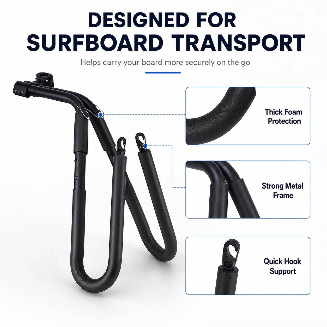 Support de transport pour vélo et kayak, support pliable et réglable avec bras rembourrés pour canoë, paddleboard, planche de surf et équipement de transport extérieur