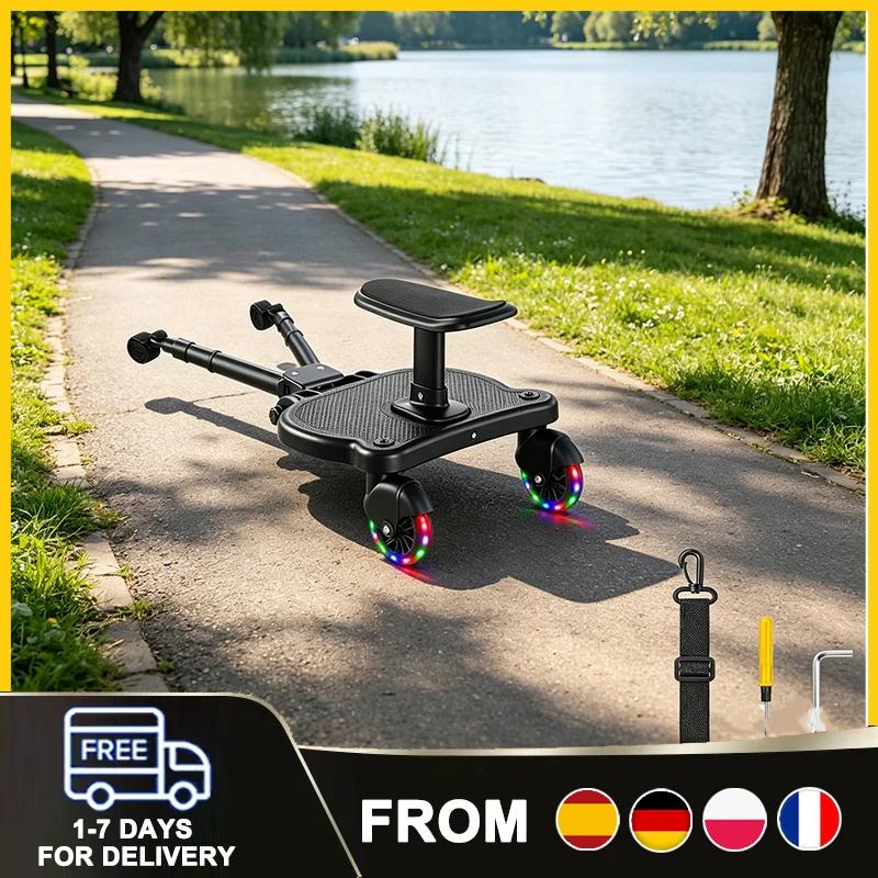 Universal Stroller Board Standing with Detachable Seat Pedal & 360 ° Wheel Kids Ride