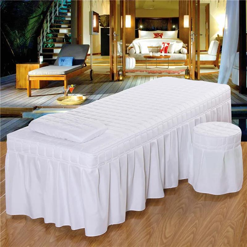 Drap de lit avec trou pour salon de beauté, couvre-lit de massage corporel, jupe de lit courte