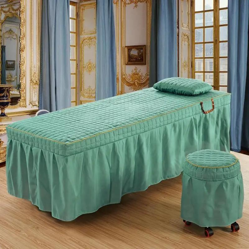 Drap de lit avec trou pour salon de beauté, couvre-lit de massage corporel, jupe de lit courte