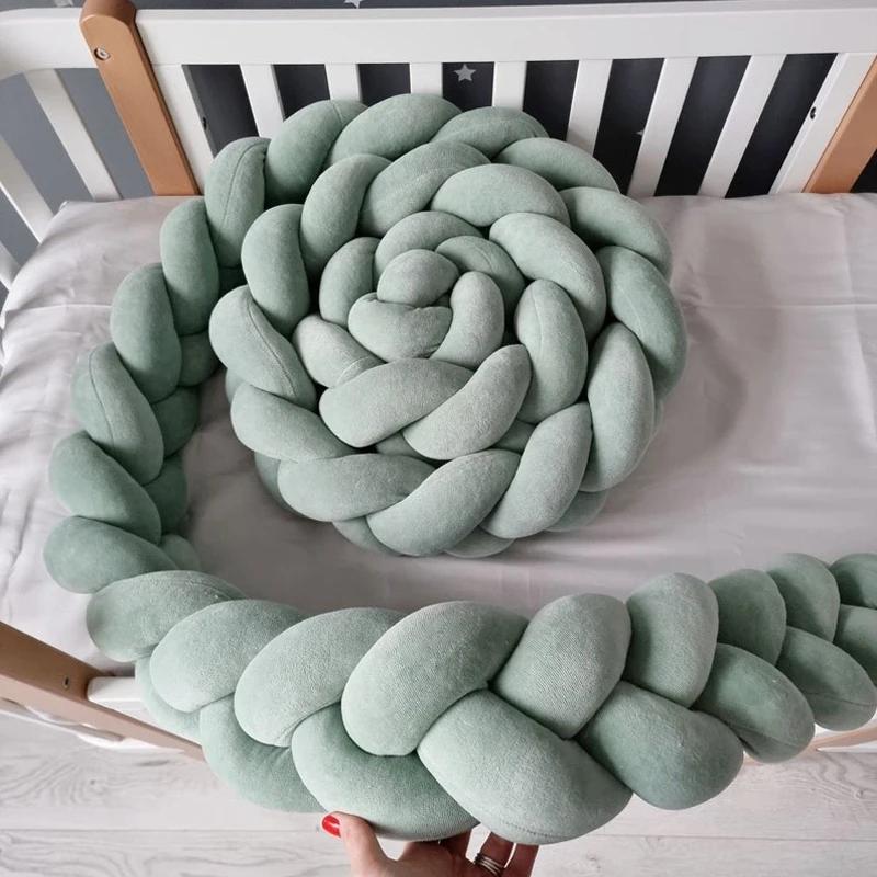 Protecteur lit bébé 1-4 mois tresse noeud décoratif - Coussin pare-chocs berceau sécurité chambre enfant