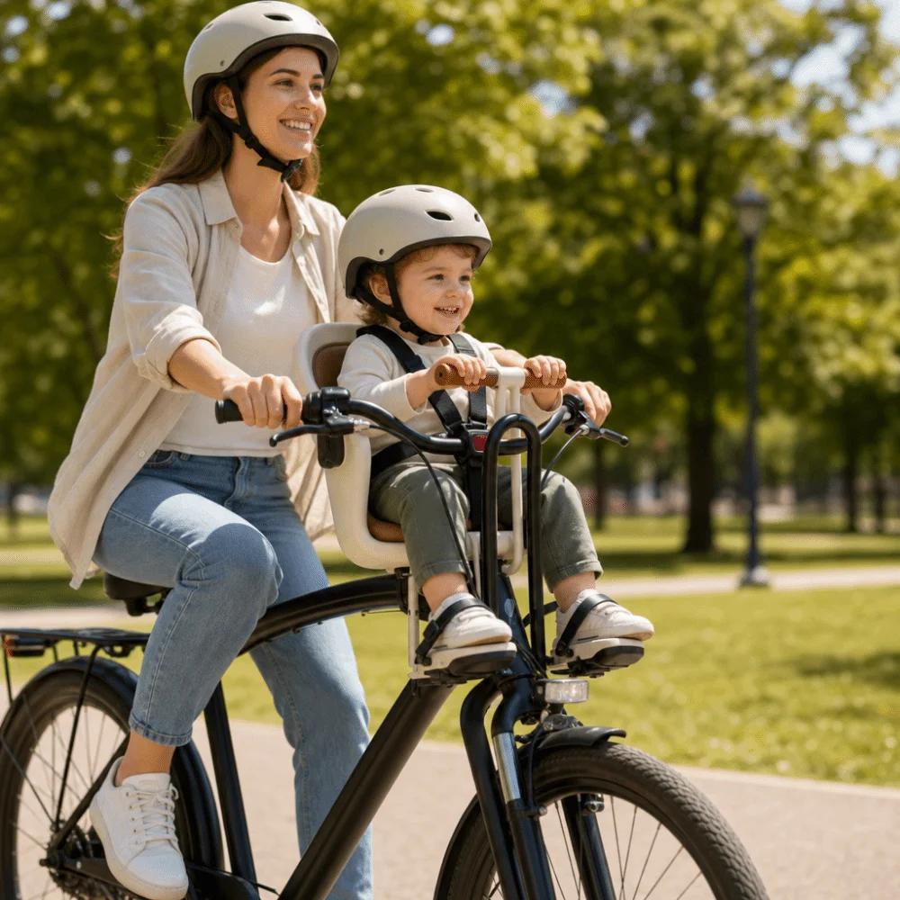 Siège enfant avant rembourré pour vélo VTT avec accoudoir à pédale, installation facile