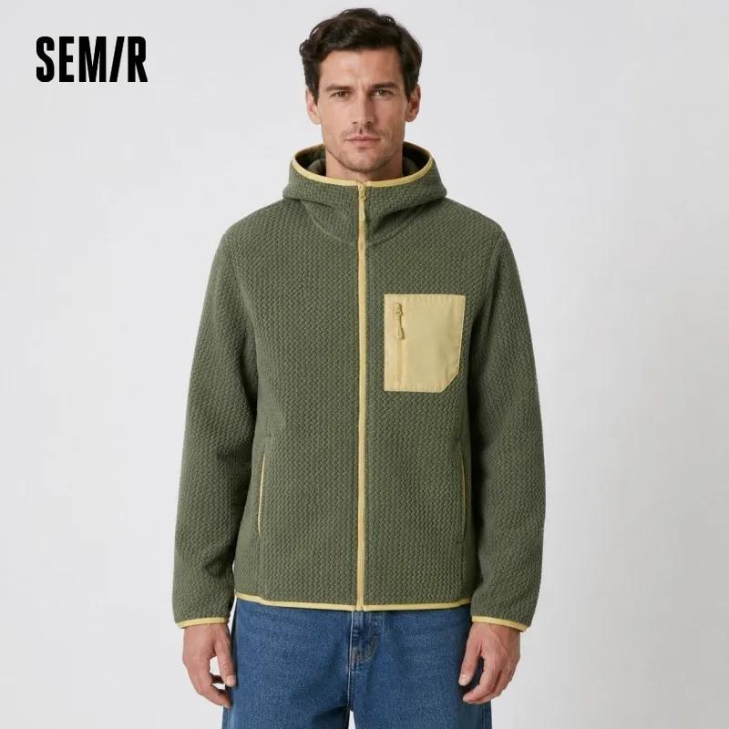 Semir veste hommes antistatique polaire tricot 2025 hiver nouveau haut à capuche Patchwork extérieur à la mode vêtements