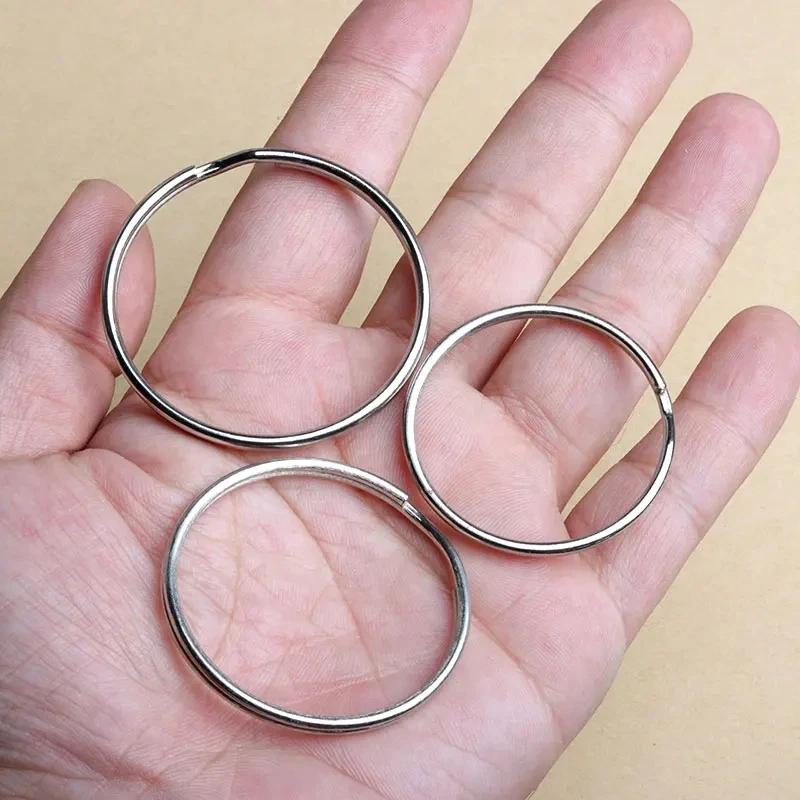 5 pièces qualité 40mm 45mm 50mm 57mm porte-clés anneau fendu ensemble robuste grand Nickel boucle de clé cerceau à ressorts