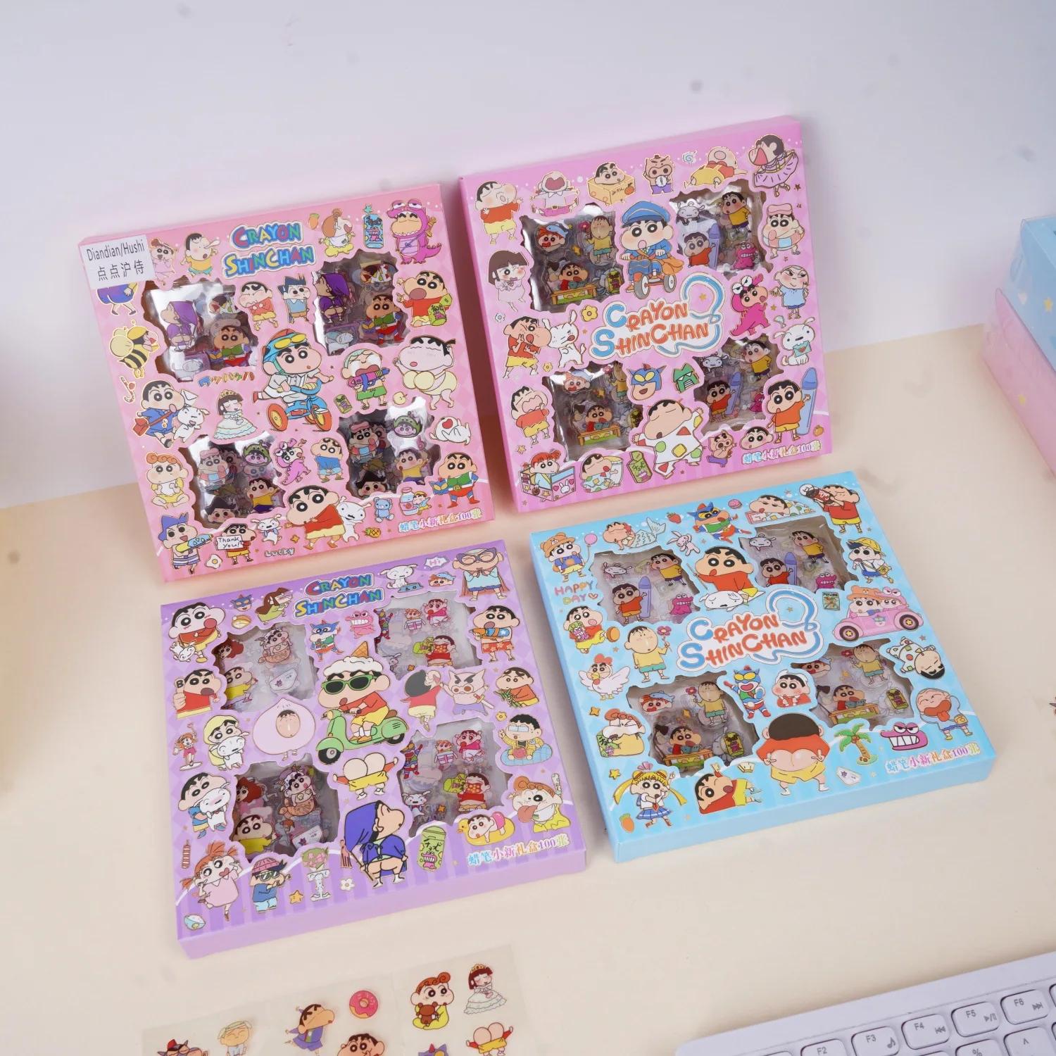 100 pièces Crayon shin-chan Anime jouets autocollants Transparent Applique ordinateur Skateboard bricolage décoration ac