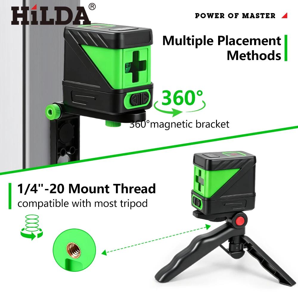 HILDA 2 Lignes Niveau Laser Auto Nivellement Vert Poutres