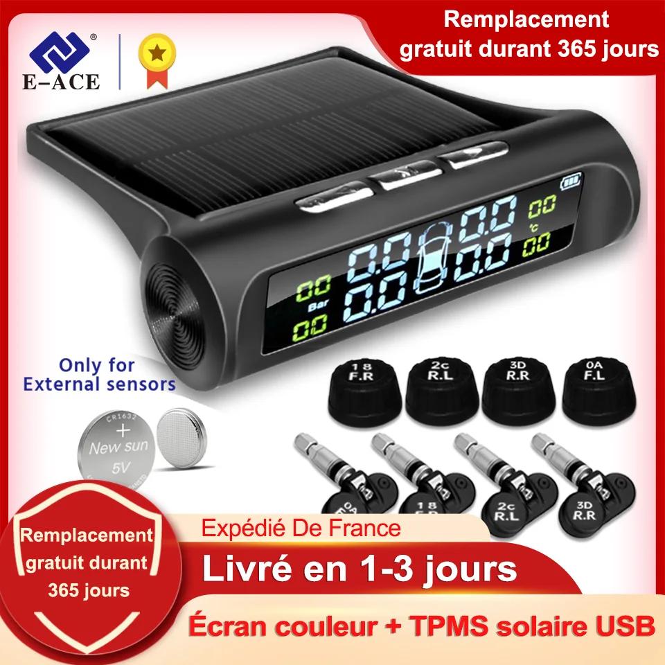 E-ACE énergie solaire TPMS système de surveillance d'alarme de pression des pneus de voiture systèmes