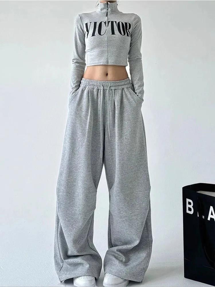 Pantalon de survêtement Y2K Harajuku à jambe large pour femme