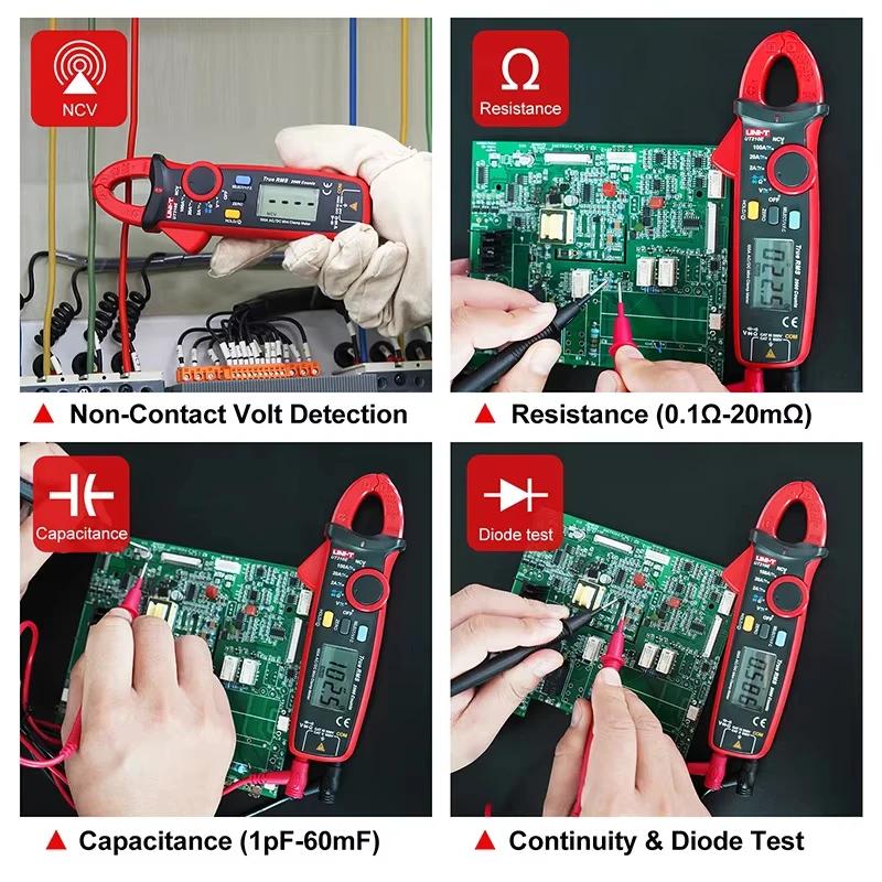 T UT210E Mini pince multimètre de courant numérique AC DC voltmètre de tension 100A ampèremètre