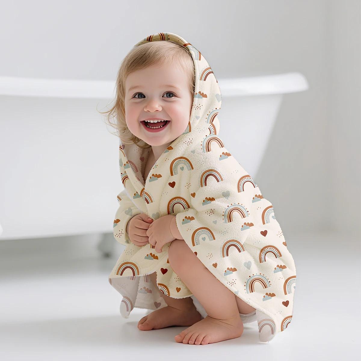 Serviette de plage enfants à capuche - Peignoir bébé surf poncho grande taille dessin animé