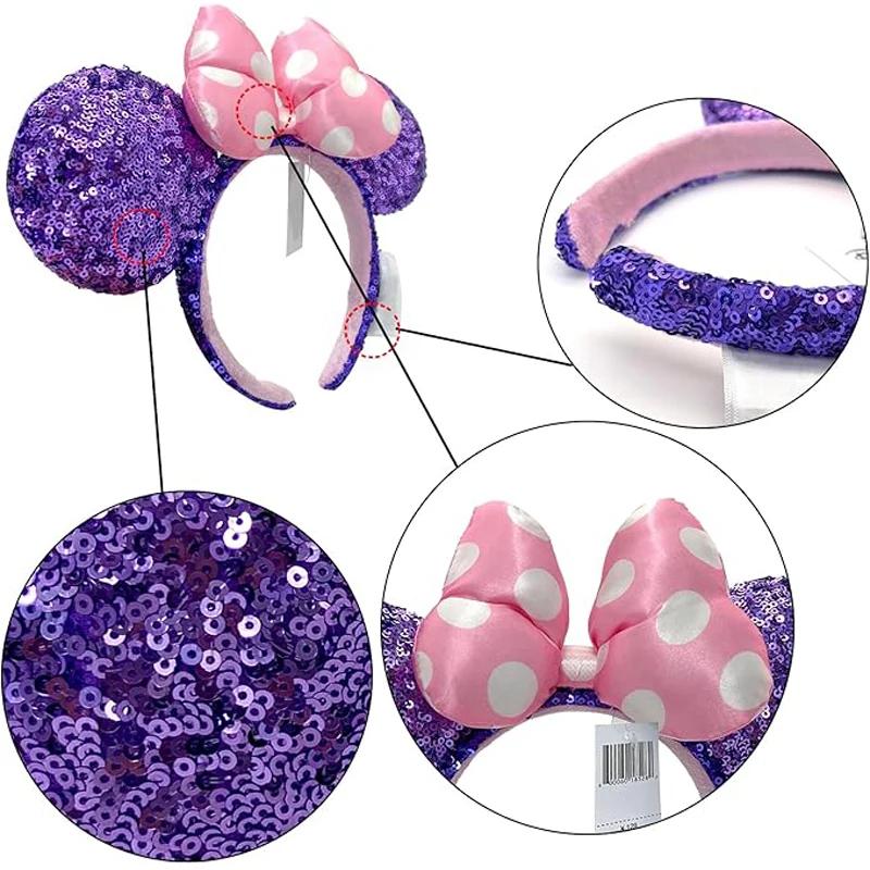 Serre-tête Disney Mickey Mouse à pois avec grands nœuds en peluche pour déguisement adulte enfant