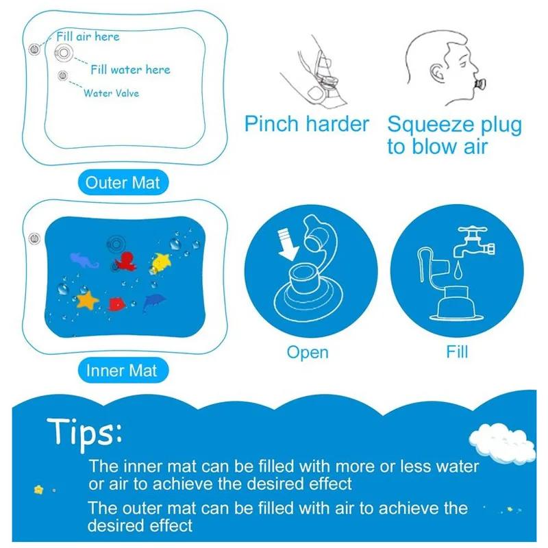 Tapis de jeu d'eau gonflable pour bébé - Coussin PVC temps du ventre et éducation précoce