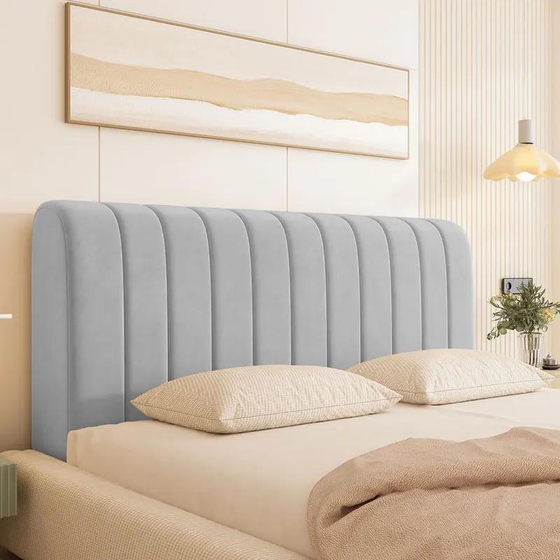 Housse de tête de lit de luxe en velours doux et épais, housse de tête de lit, couleur unie, tout compris, protection contre la poussière du dos du lit