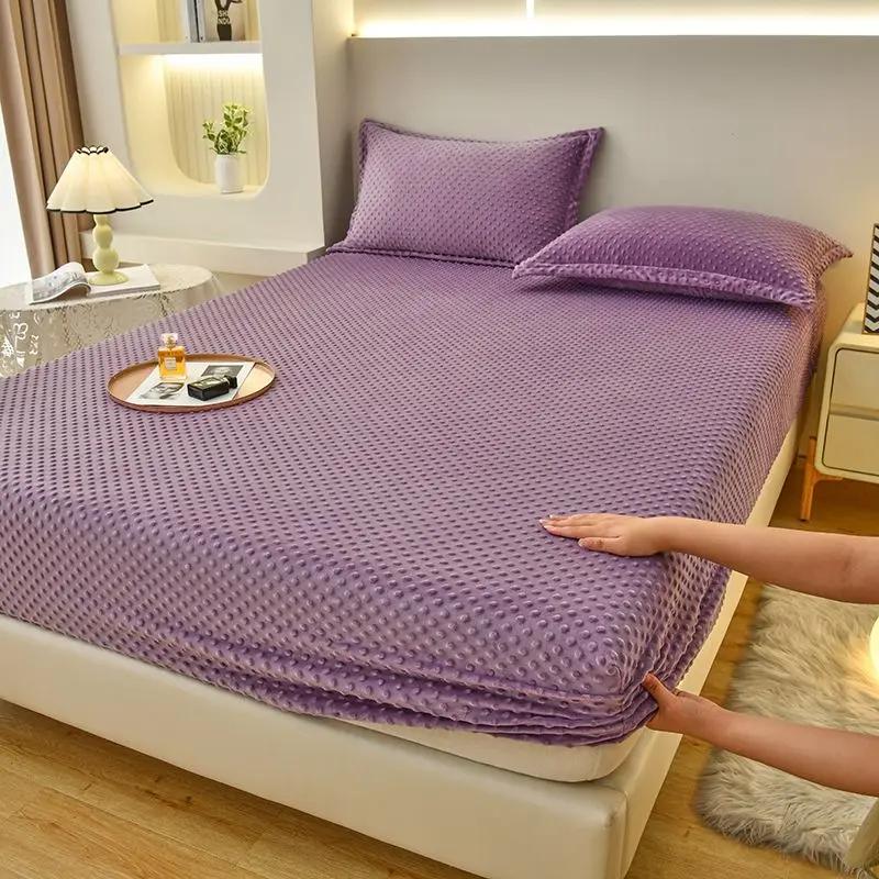 Drap de lit en velours corail