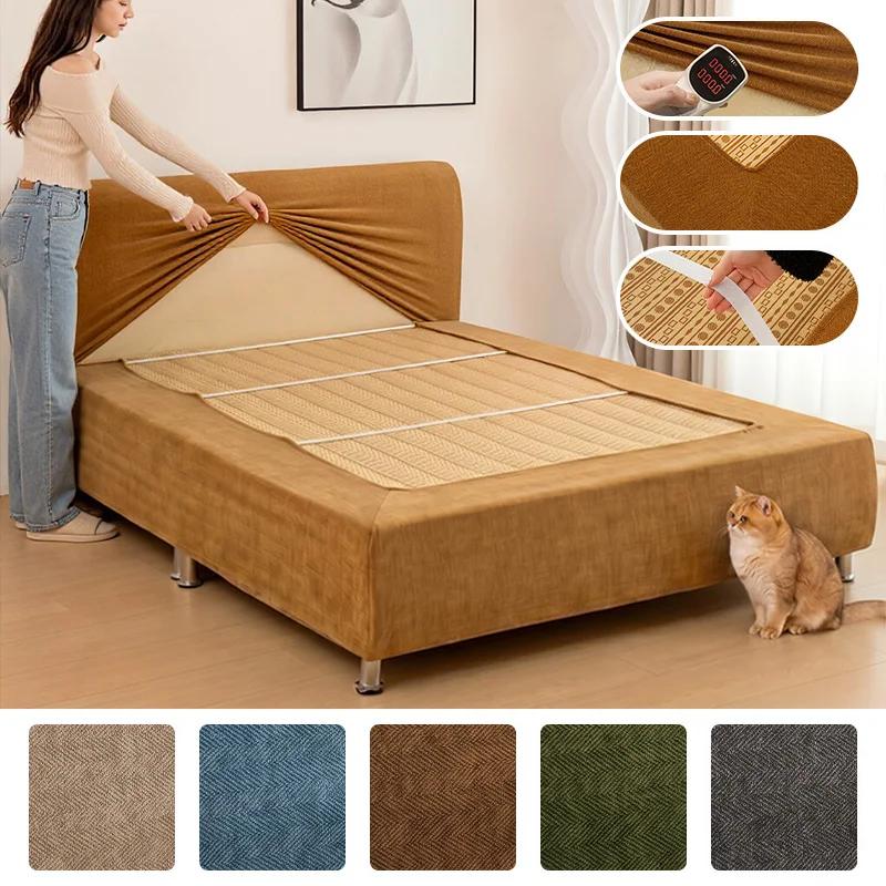 Housse de tête de lit et de cadre de lit en tissu chenille