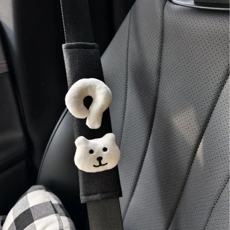 Couvre-ceinture de sécurité pour voiture en forme de chat de dessin animé, en peluche douce hypoallergénique, protège-épaule adapté à tous les groupes d'âge