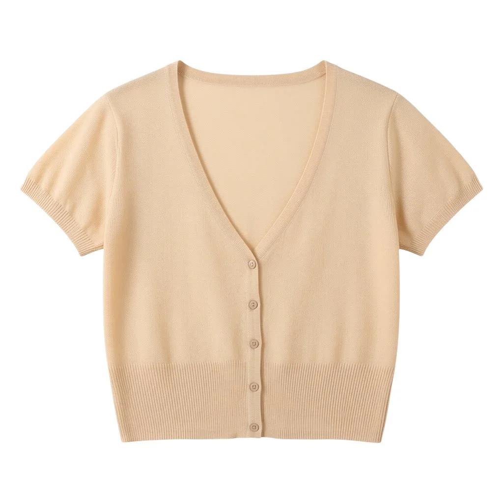 Cardigan femme court haut ete légère manteau protection solaire korean style gilet maille tricot