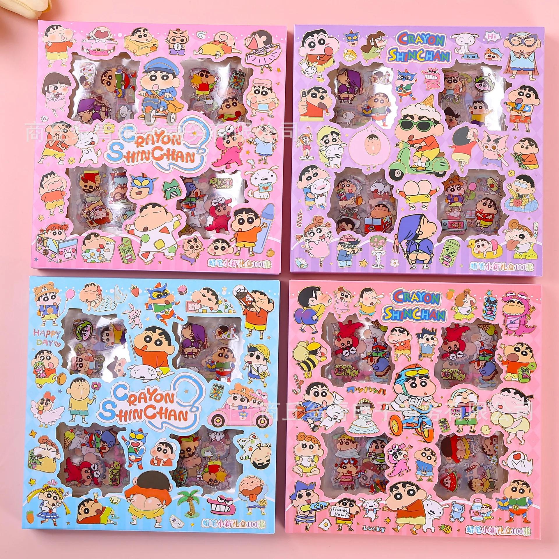 100 pièces Crayon shin-chan Anime jouets autocollants Transparent Applique ordinateur Skateboard bricolage décoration ac