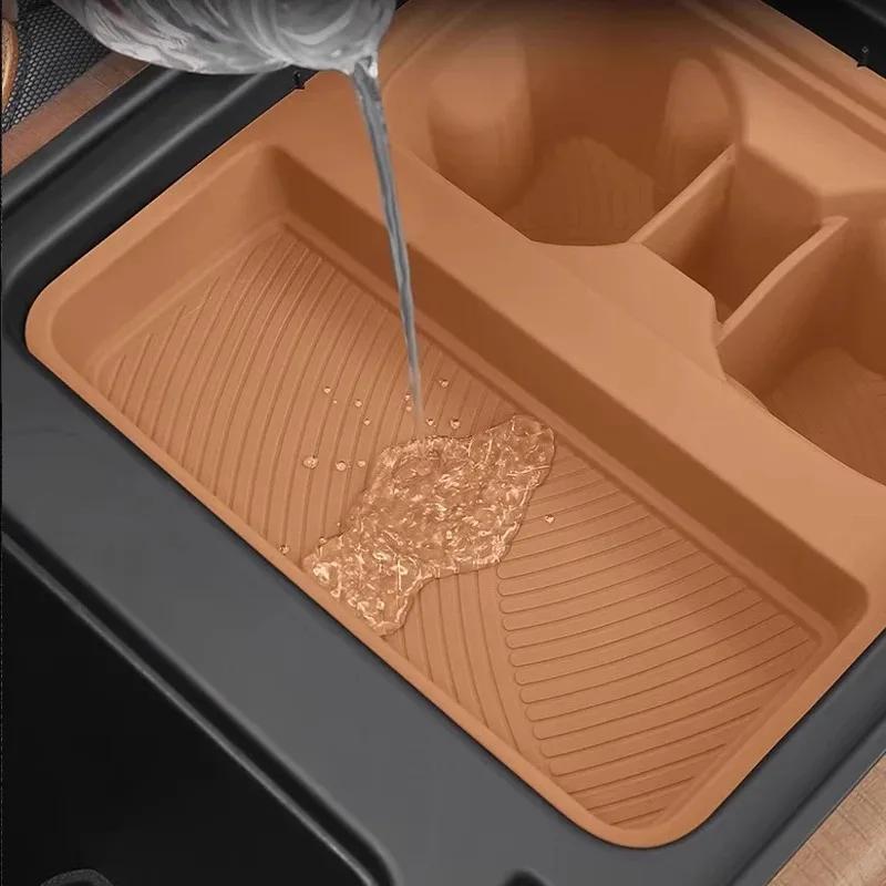 Boîte de rangement de voiture pour Defender 90 110, Console 2022 – 2024, chargeur sans fil, tapis antidérapants, tapis de tasse d'eau en Silicone, dessous de verre