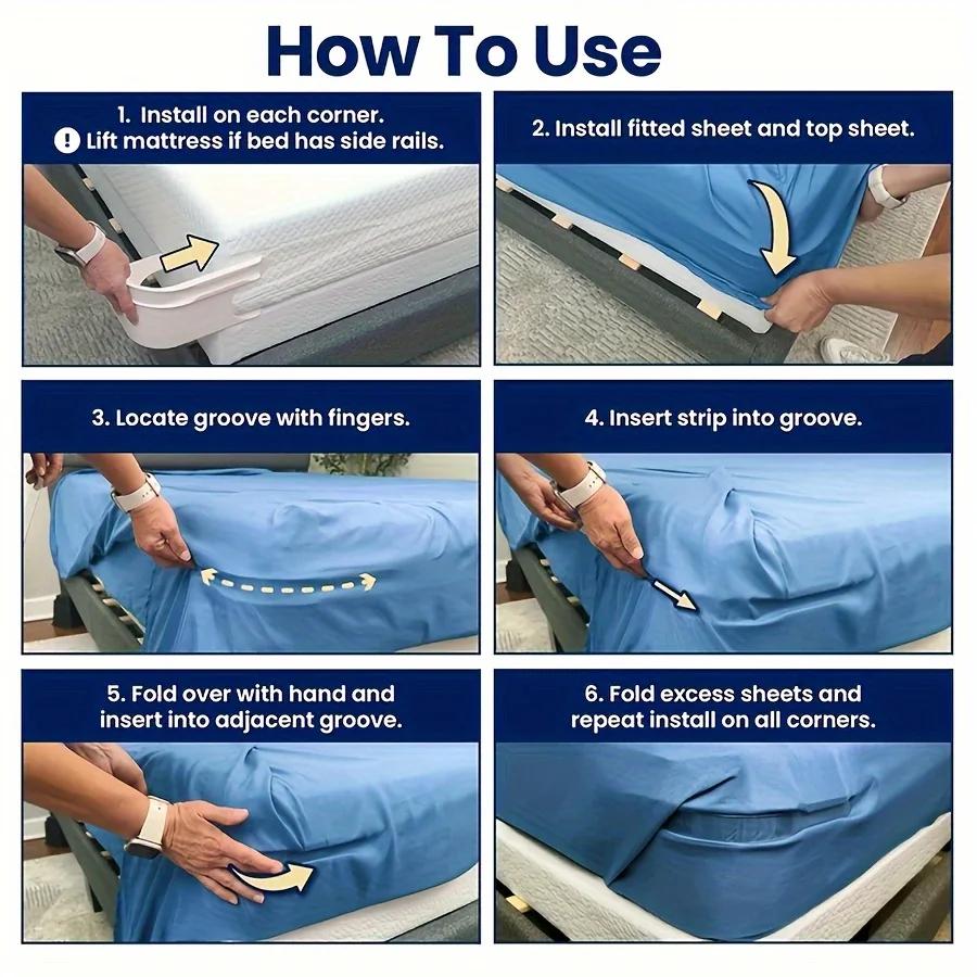 4 supports de draps lourds – Sangles de matelas antidérapantes et sûres, adaptées à toutes les tailles de draps, faciles à installer, sécurisées