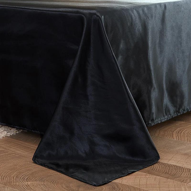 Draps de lit en Satin uni de couleur unie, draps plats pour chambre à coucher, literie non incluse, taie d'oreiller, 1 pièce