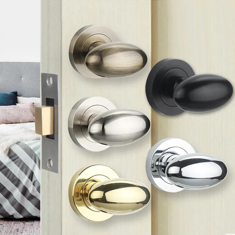 Poignée de porte ovale en forme d'œuf, superbe, sans corps de serrure, en alliage de zinc, 4 couleurs, quincaillerie pour la maison