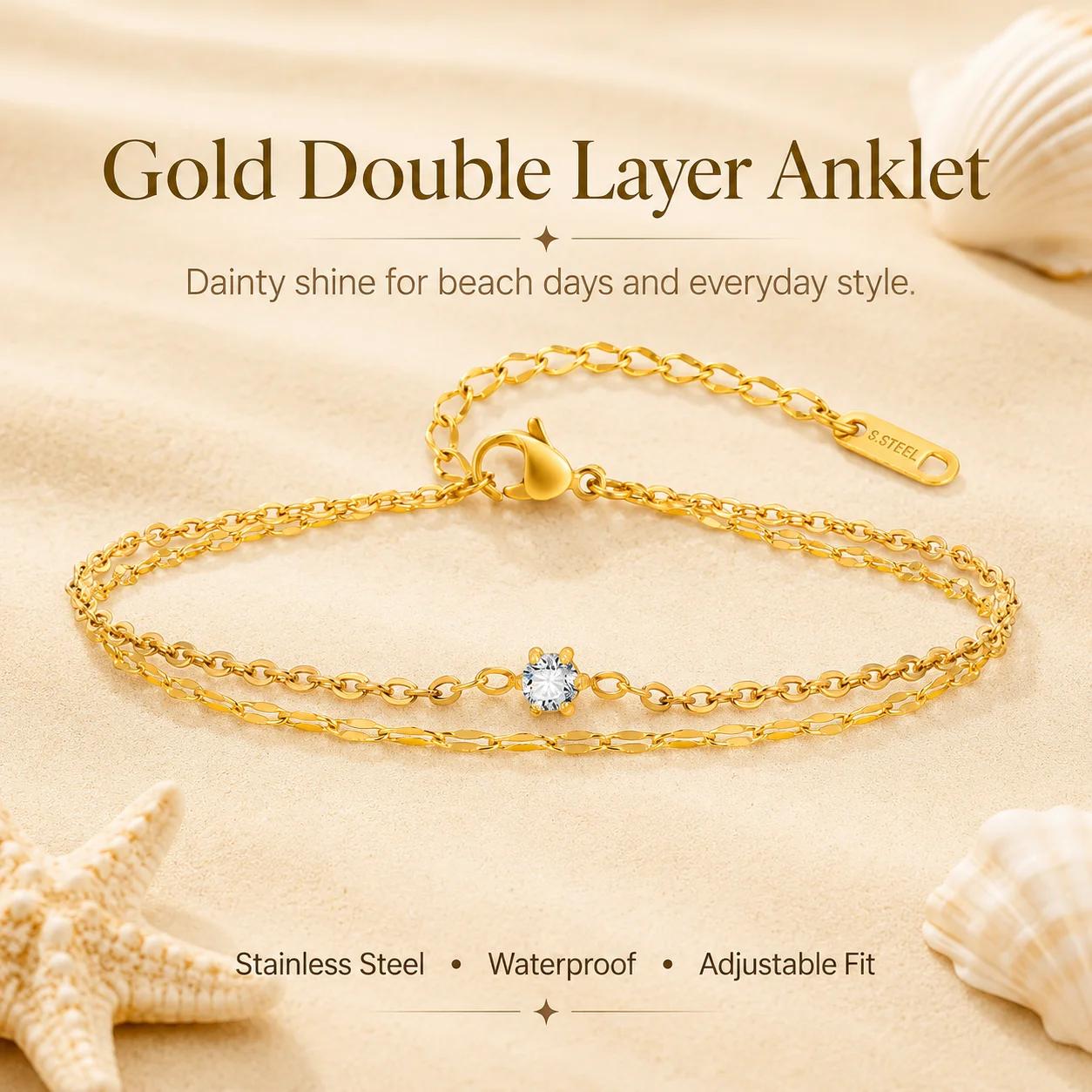 Bracelet de cheville superposé imperméable pour femmes