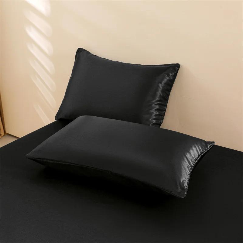 Draps de lit en satin, ensemble de draps queen size, ensemble de literie soyeux 4 pièces, 1 drap-housse à poche profonde + 1 drap plat + 2 taies d'oreiller