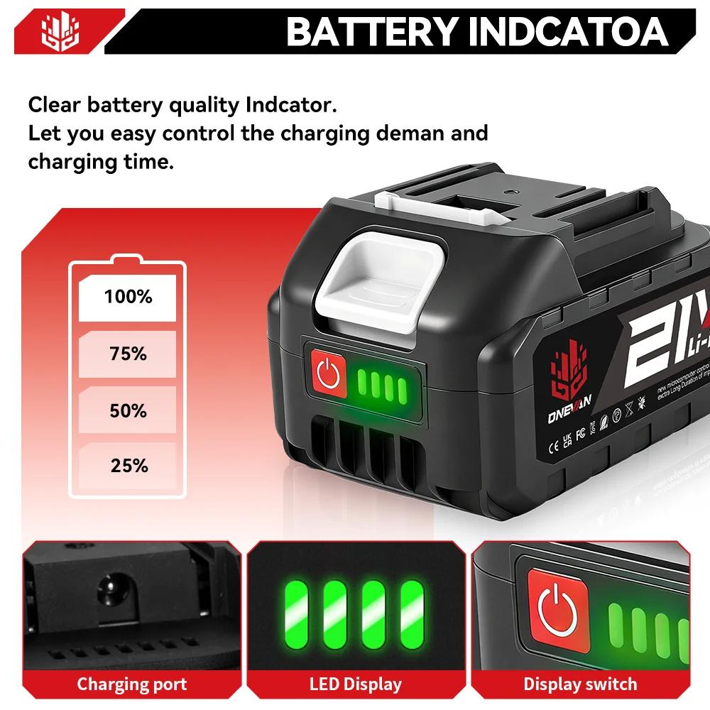 ONEVAN 21V batterie au Lithium 928VF 29900mAh 588VF 22900mAh indicateur de capacité Rechargeable pour Makita 18V batteri