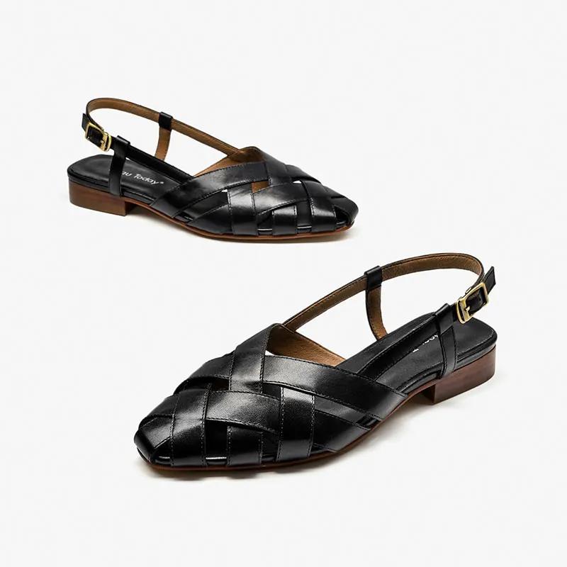 BEAUTODAY – sandales gladiateur en cuir de vache pour femmes