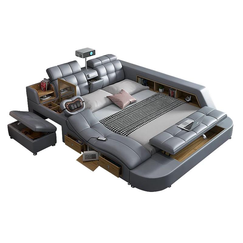 Ordinateur portable lit électrique poignées uniques moderne dormir lit intelligent haut-parleur stockage Double Muebles Para El Hogar maison accessoires